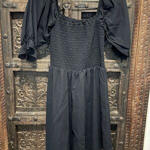 Elegant Black Smocked Dress
